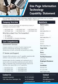 Check spelling or type a new query. One Page Capability Statement Templates To Bag Lucrative Projects The Slideteam Blog