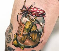 Cucumbers In A Bottle Tattoo By Grecha Tattoo Post 19178 Bottle Tattoo Food Tattoos Tattoo Shop