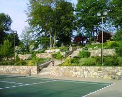 Pin By Myles Baldwin Design On Tennis Courts In 2020 Tennis Court Backyard Terrace Garden Tennis Court