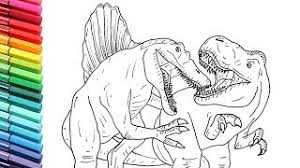 Rex, a velociraptor, and a mosasaurus. How To Draw Spinosaur Vs T Rex New Dinosaurs Epic Battle Drawing And Coloring For Children Youtube