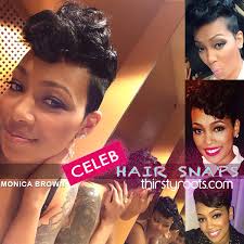 This week on instagram where all cool things happens, she called herself the kitchen beautician, showing a picture of herself with a fresh press and the knicks game kicking it with lala anthony. Monica Brown Haircut 2014