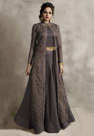 Art Silk Crop Top In Grey This Readymade Attire With Poly Shantoon Lining Is Enh In 2020 Western Dresses For Women Party Wear Indian Dresses Kurti Designs Party Wear