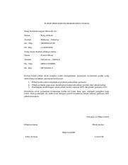 Namun, apabila di kemudian hari ternyata pihak pertama tidak mampu membayar hutang tersebut sesuai tenggat waktu, maka pihak kedua memiliki hak penuh atas kepemilikan. Surat Kesanggupan Membayar Hutang Docx Surat Kesanggupan Membayar Hutang Saya Yang Bertanda Tangan Dibawah Ini Nama Jenis Kelamin No Ktp Tempat Course Hero