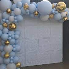 Pretty The Party On Instagram Baby Shower White Pressed Wall Custom Pastel Blue Whit Baby Shower Garland Boy Baby Shower Themes Baby Shower Decorations