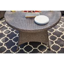 Each piece is constructed from hardwood solids and poplar veneers in a browse other items in the hampton bay collection from wayside furniture in the akron, cleveland, canton, medina, youngstown, ohio area. Hampton Bay Torquay Brown Round Steel Outdoor Dining Table With Wicker Top Patio Furniture Accessories Kolenik Tables
