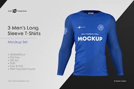 This mockup file can only work in adobe photoshop (cc2017 and above) only 1 single file is available that can be rotated 360 degrees and edited in sections that have been prepared complete with stitch patterns this psd file has dimensions of 9449 x 9449 pixels with a resolution of 300 dpi it is very easy. Men S Long Sleeve T Shirts Mockup Set Free Psd Templates
