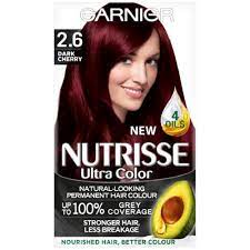 Here are your color options for dyeing dark hair: Garnier Nutrisse Ultra Colour Permanent Nourishing Hair Colour Dark Cherry 2 6 Clicks