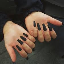 Coffin Shaped Black And Grey Acrylic Nails Nails And Black Image Coffin Nails Matte Long Nails Matte Nails Design