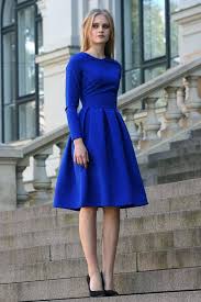 Plus Size Dress Blue Dress Formal Dress Long Sleeve Dress Knee Length Dress Classic Dress Flar Vestidos Formais Azuis Vestidos Vestidos Estilosos