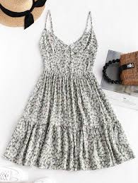 Zaful Smocked Back Tiny Floral Cami Dress Dark Slate Blue Pale Blue Lily Sun Yellow Affilia Sun Dress Casual Floral Dress Casual Floral Dress Summer Casual