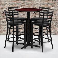 Assembly required bar height hospitality table no pre drill holes on this table top natural laminate top top size: Bar Height Restaurant Table 30 Round Mahogany Laminate Table Top With X Base Food Service Equipment Supplies Digidhara Tables Table Parts