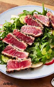This Seared Ahi Tuna With Arugula Salad Is Perfect For Date Nightdelish In 2020 Seared Tuna Recipe Ahi Tuna Salad Tuna Steak Recipes