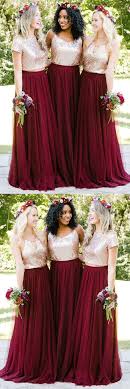 Tulle Short Sleeve Gold Burgundy Mismatched Bridesmaid Dresses Fitted Bd459 Bride Winter Bridesmaid Dresses Bridesmaid Dresses Boho Maroon Bridesmaid Dresses