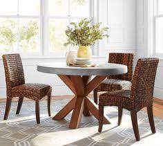 Abbott Concrete Fsc Acacia Round 48 Dining Table Brown
