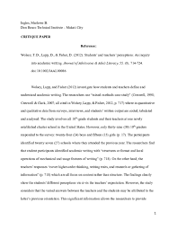 This approach is systematic and achieves a good flow that readers can follow. Doc Sample Critique Paper Docx Marlowe Ingles Academia Edu