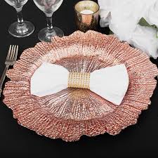 Black And Gold Charger Plates Reef Glass Charger Plate Blush Rose Gold Glass Charger Plates Glass Charger Rose Gold Wedding Decor