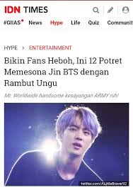 quiz dari jenis penginapanmu, ini member bts yang cocok temani liburanmu! Slow Kim Seokjin Indonesia V Twitter 10 Even Though According To Jin This Hair Color Failed Miserably In Fact Many Army Did Not Realize It And Remained Fascinated Https T Co Tjtjcqejpo Twitter