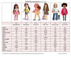 Doll Measurements Chart American Doll Clothes Doll