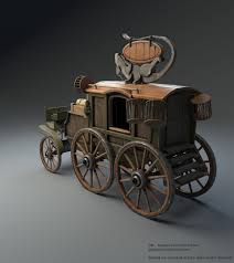 Artstation The Carriage 3d Model Sergei Panin Miniature Wagon Carriages Wooden Cart