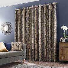 Luxor Metallic Blue Eyelet Curtains Blue Eyelet Curtains Eclectic Living Room Vintage Curtains