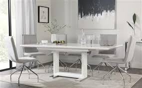 Tokyo White High Gloss Extending Dining Table With 8 Soho Dove Grey Dining Chairs White Gloss Dining Table Furniture Choice Gray Dining Chairs