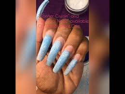 Blue stiletto nails with swarovski crystals duration. Baby Blue Acrylic Ombre Tutorial On Coffin Nails Youtube