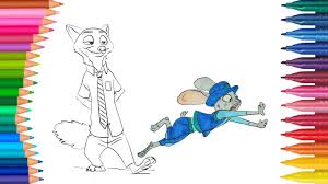 zootropolis hayvanlar sehri cocuklar icin boyama sayfasi boyama ve renkleri ogreniyorum youtube