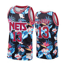 The nets jersey is inspired by the tiles and lines of the brooklyn, new york subway. James Harden 13 Black Jersey Brooklyn Nets Floral Fashion Hardwood Classics Jersey