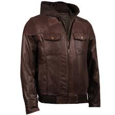 Big Tall Black Rivet Jumble Hooded Leather Bomber View All Leather Jacket With Hood Leather Jacket Men Leather Bomber