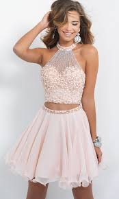 High Neck Two Piece Short Homecoming Dress By Blush