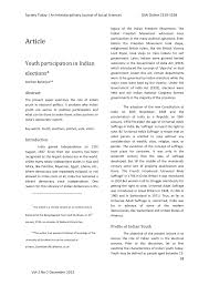 Pdf Article Youth Participation In Indian Elections