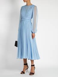 Gathered Silk Chiffon Dress Dolce Gabbana Matchesfashion Us Chiffon Dress Long Silk Chiffon Dress Long Blue Dress