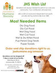 Where can i donate pet food near me. Jacksonville Humane Societyjhs Wish List Jacksonville Humane Society