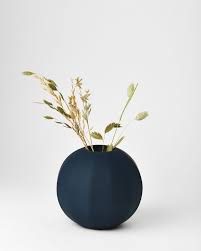 Midnight Blue Edge Ball Vase Porcelain Navy Blue Vase Room356 Blue Vase Blue And White Vase Dark Blue Paint