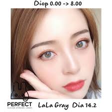 Lens Ảnh Mắt Thật, Lala Gray Perfect Lens, dia 14.2, kính áp tròng xám tây  giãn vừa , có độ cận, không viền