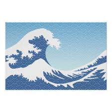 The Great Wave Of Kanagawa Blue Poster Zazzle Com Blue Poster Great Wave Japanese Poster