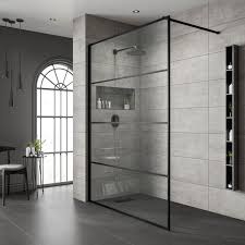 Jaquar Wetroom Screen Black Frame In 2020 Shower Screen Framed Shower Wet Rooms