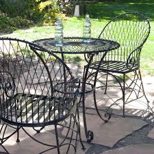 3 Piece Black Metal Patio Furniture Bistro Set With Round Table 2 Armchairs Outdoor Patio Set Metal Patio Furniture Outdoor Patio Furniture Sets