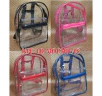 Kit 10 Mochilas Plastico Transparente /Atacado Revenda