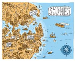 Illustrated Map Of Sydney Lucy Adelaide Turnbull Portfolio The Loop Illustrated Map Sydney Map Map