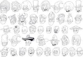Black And White Characters Cartoon Cool Different Cartoon Black And White Characters Heads For Coloring Big Vector Set Graffiti Characters Black And White Funny Cartoon