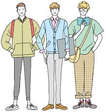 私服の男子大学生と専門学生のかわいい線画イラスト イラスト 学生 イラスト イラストマップ