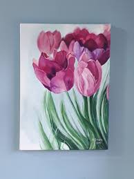 Tulips Acrylic Painting Artpaintingseasy Flower Art Painting Floral Paintings Acrylic Tulips Art