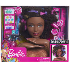 Barbie Rainbow Sparkle Deluxe Styling Head Curly Hair In 2020 Barbie Barbie Styling Head Colored Hair Extensions