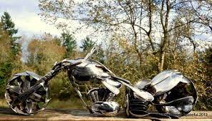 Motorcycle Spoon Art Custom Chopper Handmade By James Rice Featured At Oddmall Seattle Recycled Metal Art Metal Art Sculpture Scrap Metal Art