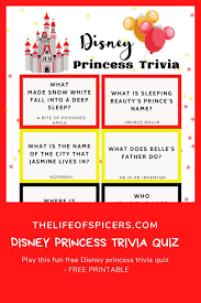Disney Princess Trivia Quiz Free Printable Disney Princess Facts Disney Trivia Questions Disney Questions