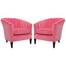 fabulous pair of pink velvet barrel back chairs 1stdibs com blue chairs living room chair modern club chair
