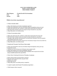 Soal ujian sekolah pkk smk kelas 12. Soal Ujian Semester Ganjil Pkk Kelas Xii Bdp