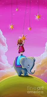 Reach For The Stars By Cindy Thornton Gallery Wrap Canvas Painting Of Girl Whimsical Art