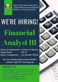 Visit payscale to research financial analyst salaries by city, experience, skill, employer and more. Dswd Region Vii Job Vacancy We Are Currently Looking Facebook